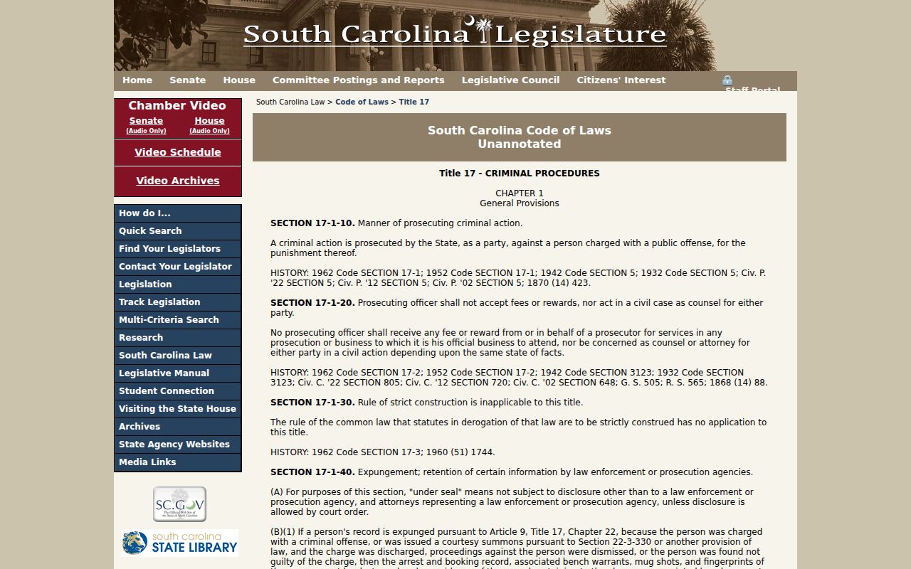 South Carolina expungement law for Oconee County criminal court cases