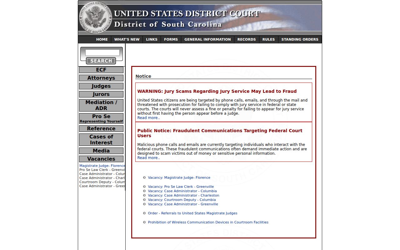 Federal criminal court records for Oconee County