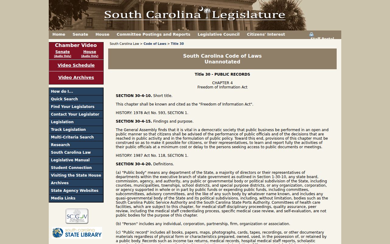 South Carolina FOIA rules for Oconee County criminal records