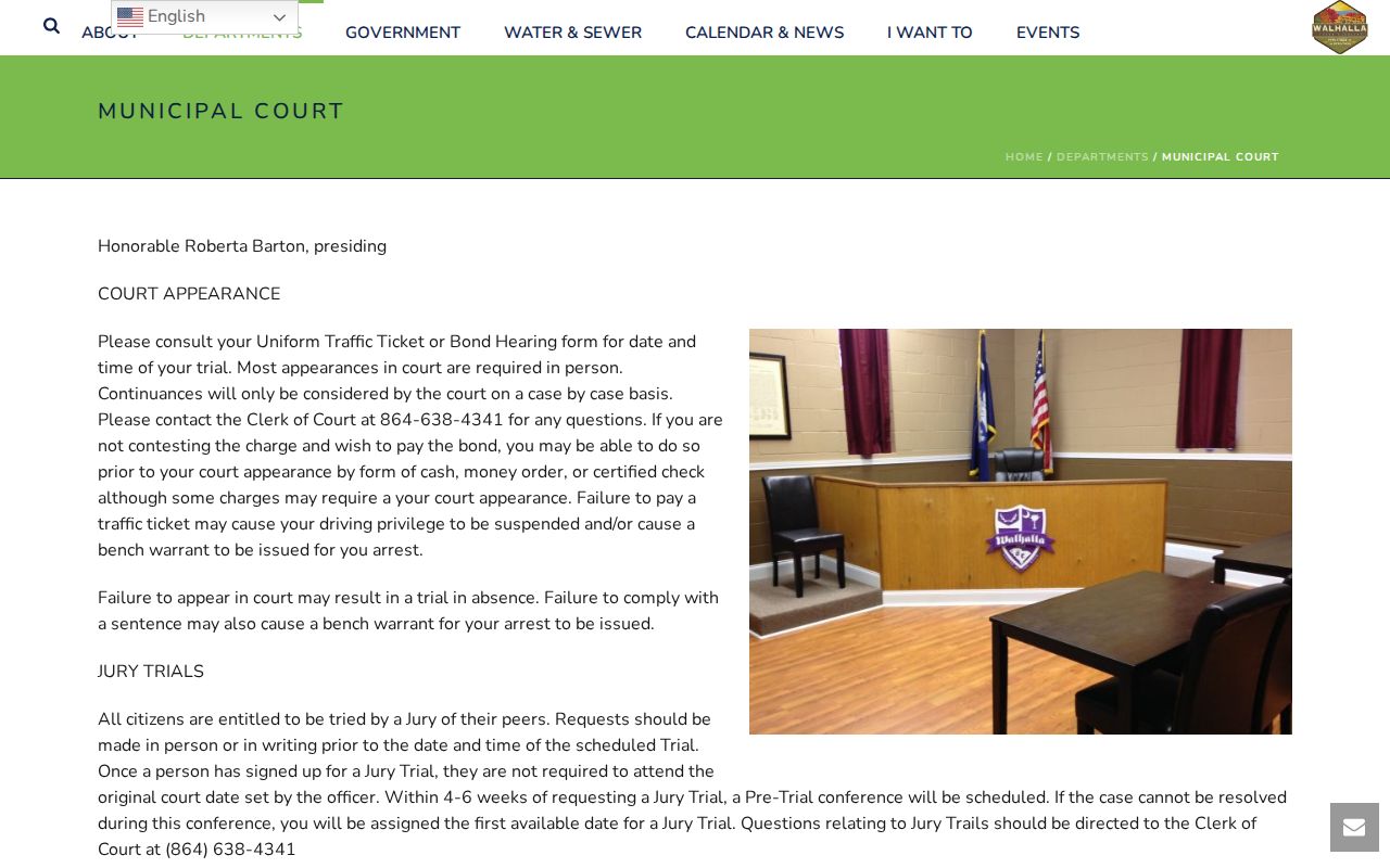 Walhalla criminal history and Municipal Court rules